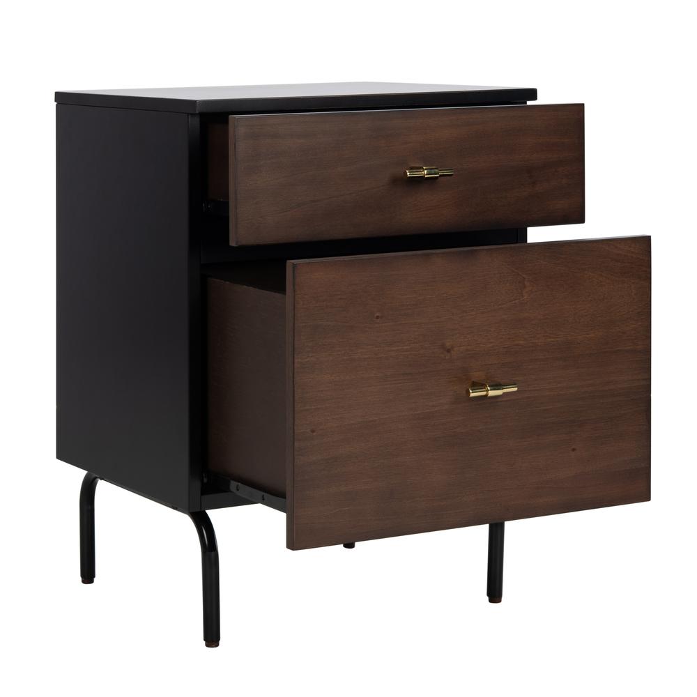Genevieve 2 Drawer Nightstand, Walnut/Black