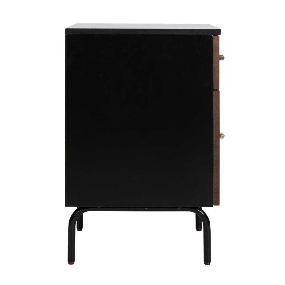 Genevieve 2 Drawer Nightstand, Walnut/Black