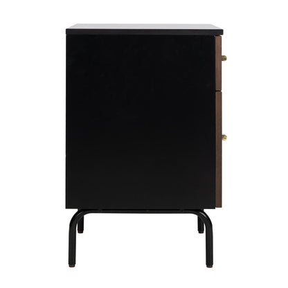 Genevieve 2 Drawer Nightstand, Walnut/Black
