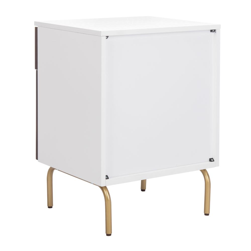Genevieve 2 Drawer Nightstand, White/Gold