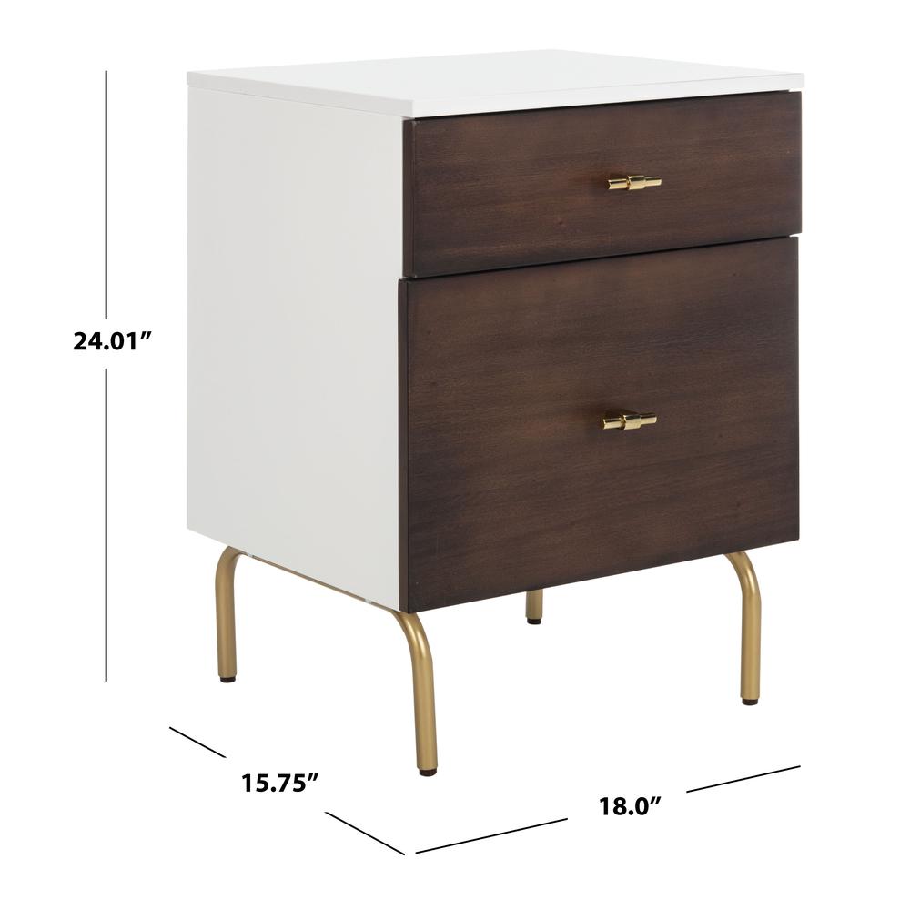 Genevieve 2 Drawer Nightstand, White/Gold