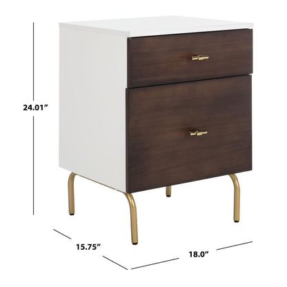 Genevieve 2 Drawer Nightstand, White/Gold
