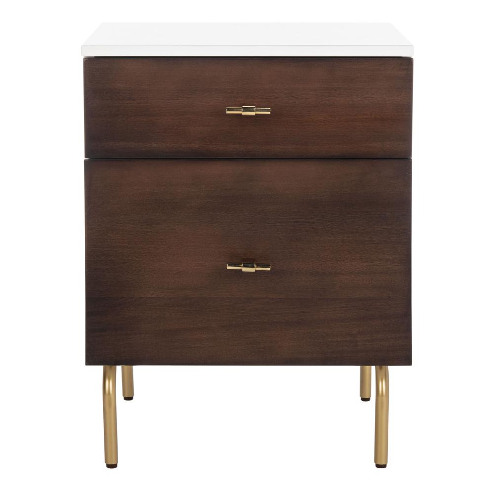 Genevieve 2 Drawer Nightstand, White/Gold