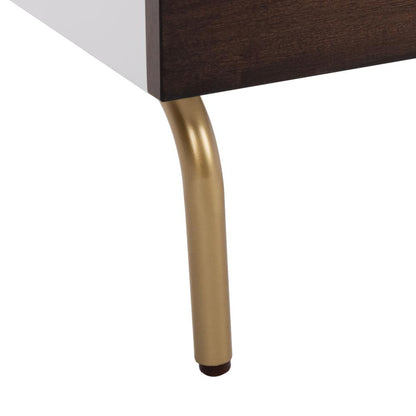 Genevieve 2 Drawer Nightstand, White/Gold
