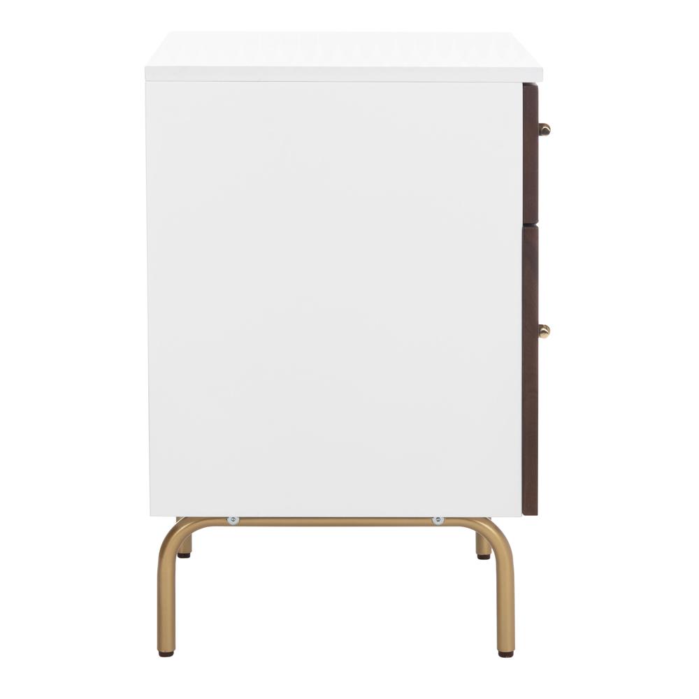 Genevieve 2 Drawer Nightstand, White/Gold