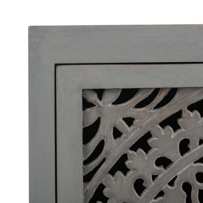 Thea 1 Door Carved Nightstand, Grey Walnut