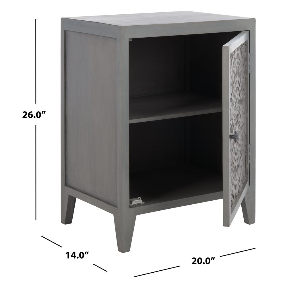 Thea 1 Door Carved Nightstand, Grey Walnut