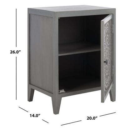 Thea 1 Door Carved Nightstand, Grey Walnut