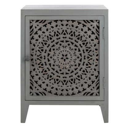 Thea 1 Door Carved Nightstand, Grey Walnut