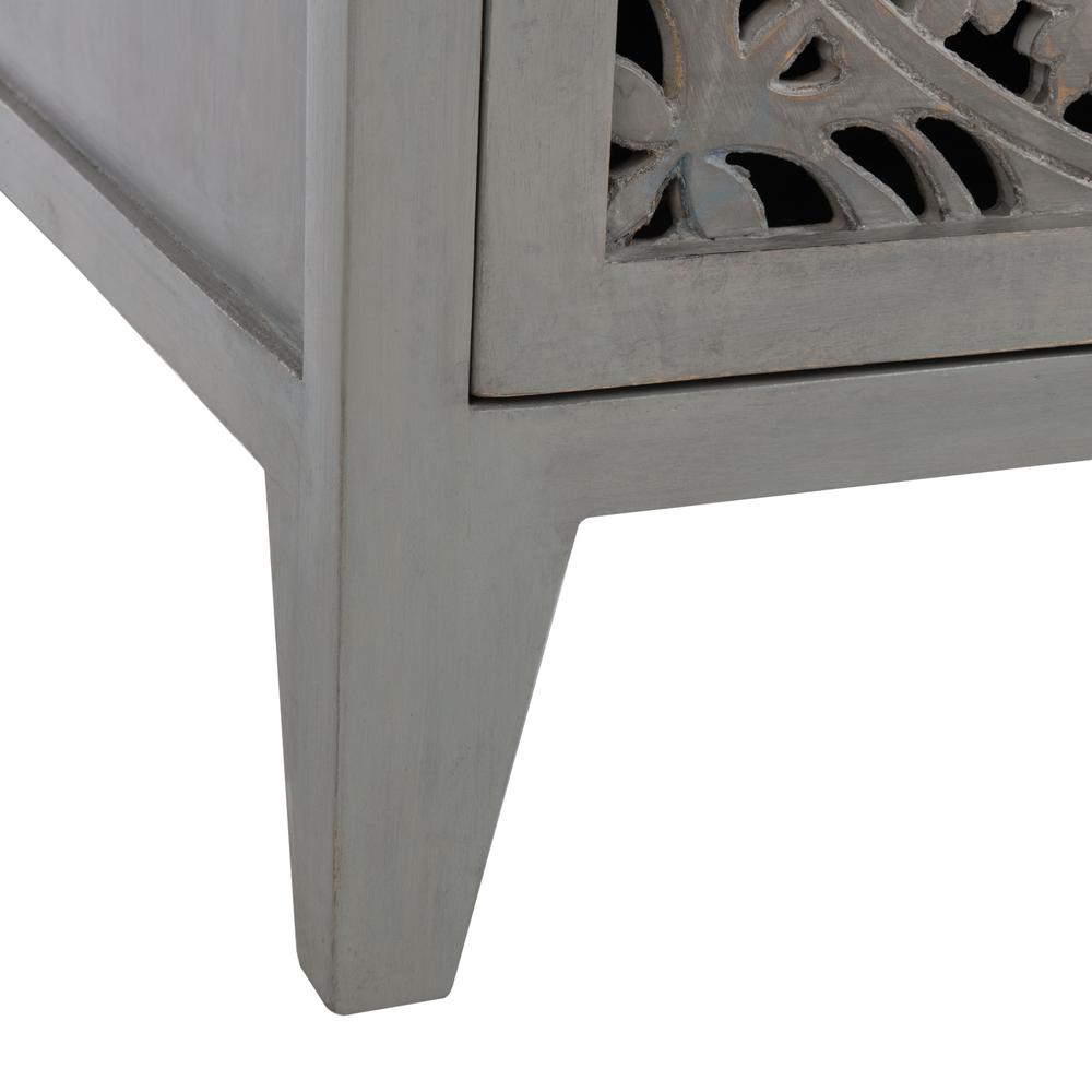 Thea 1 Door Carved Nightstand, Grey Walnut