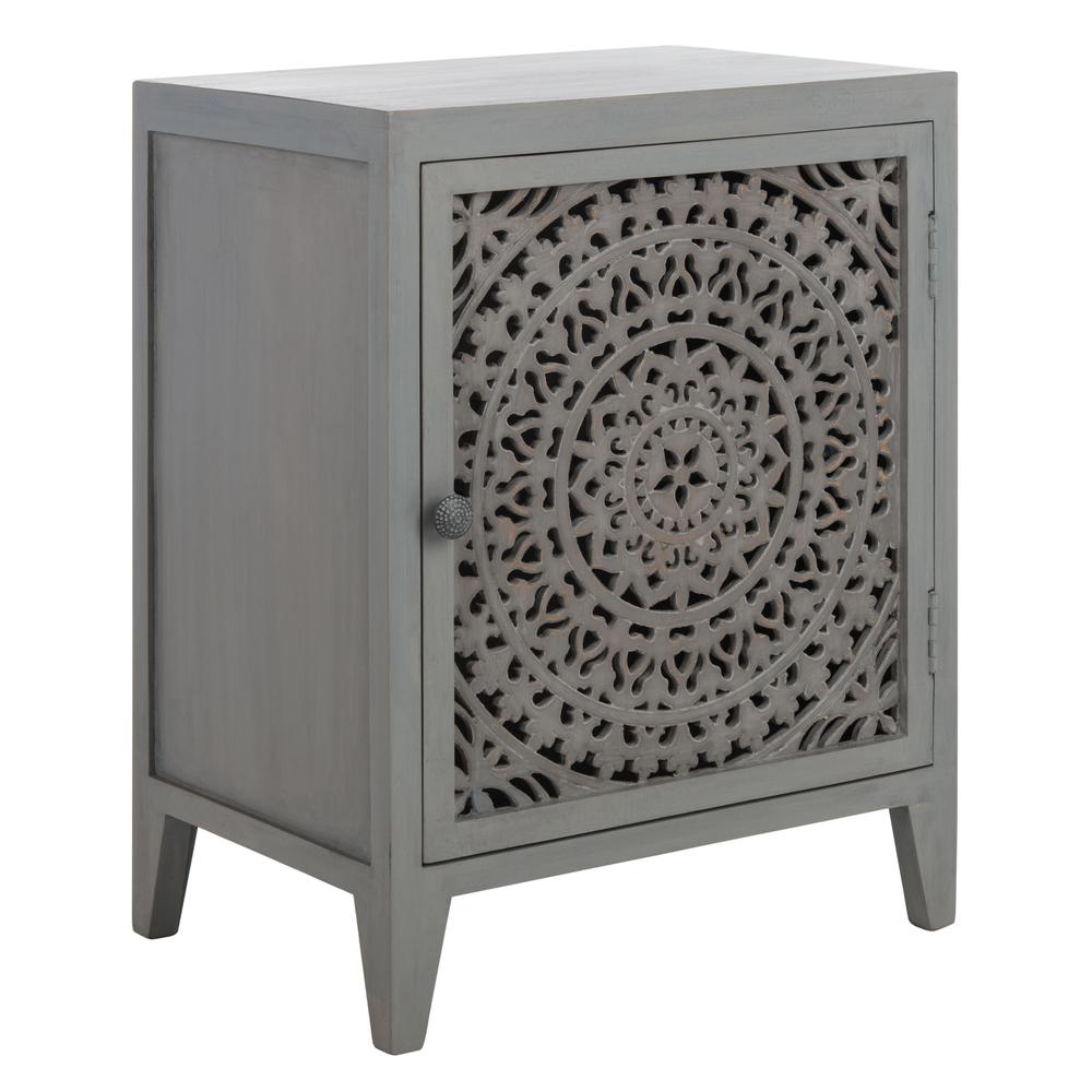 Thea 1 Door Carved Nightstand, Grey Walnut