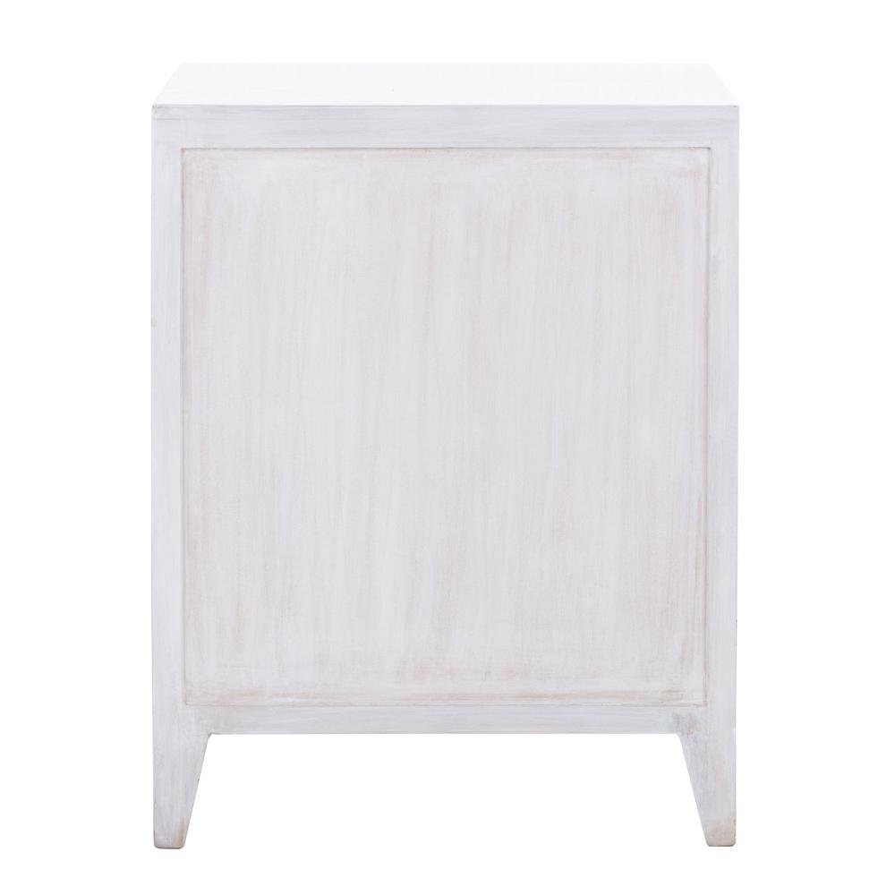 Thea 1 Door Carved Nightstand, White Wash