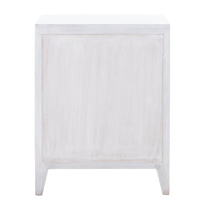 Thea 1 Door Carved Nightstand, White Wash