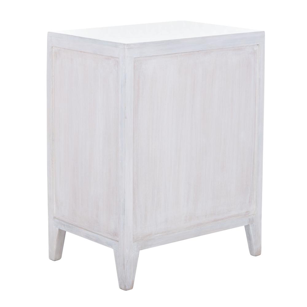 Thea 1 Door Carved Nightstand, White Wash