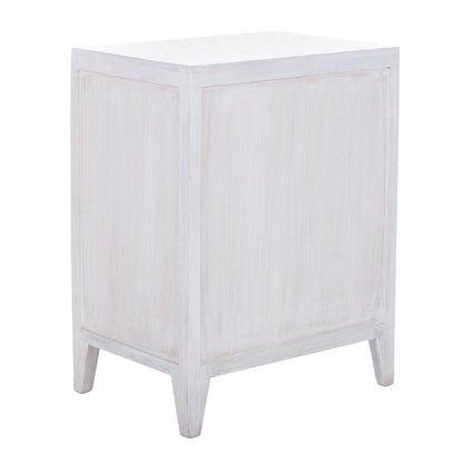 Thea 1 Door Carved Nightstand, White Wash