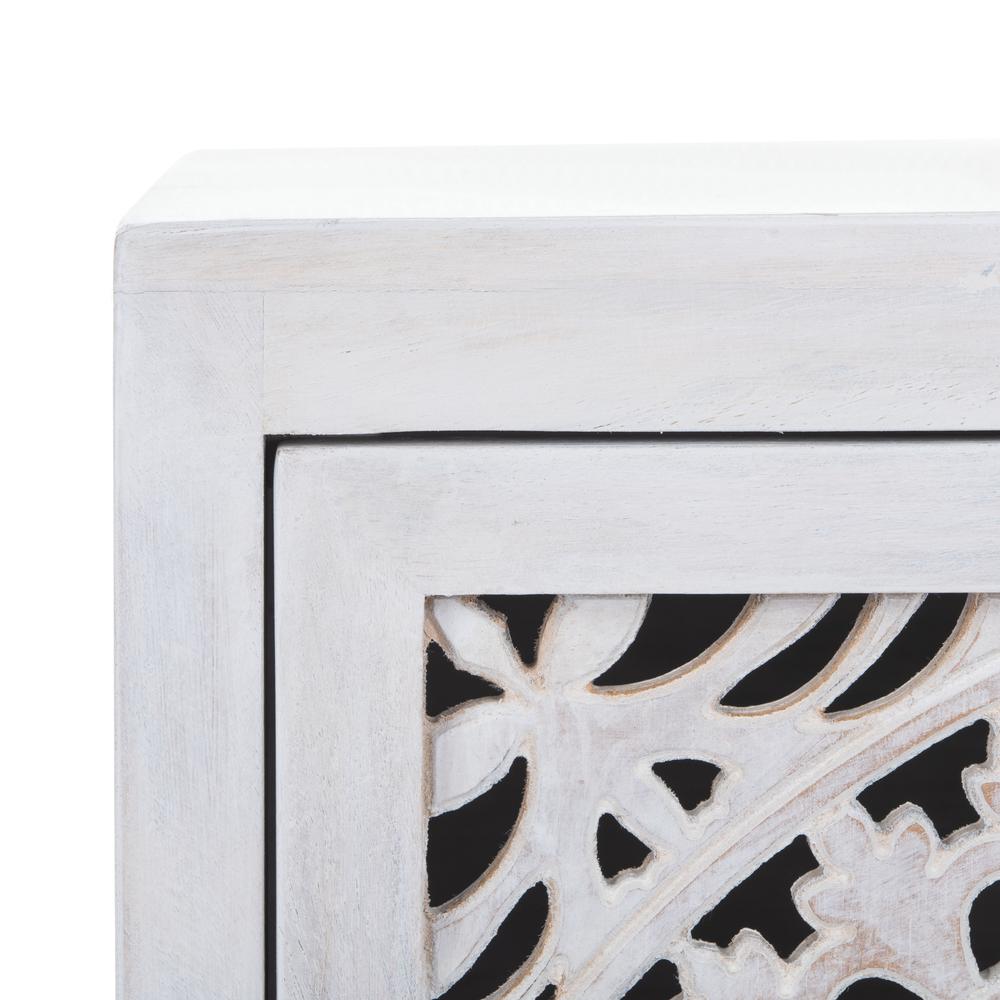 Thea 1 Door Carved Nightstand, White Wash