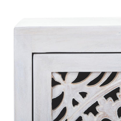Thea 1 Door Carved Nightstand, White Wash