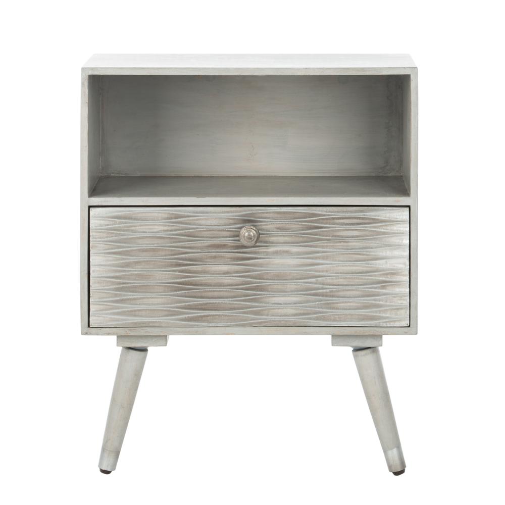 Brandy 1 Drawer Textured Nightstand, Grey Walnut
