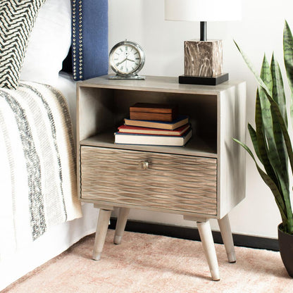 Brandy 1 Drawer Textured Nightstand, Grey Walnut