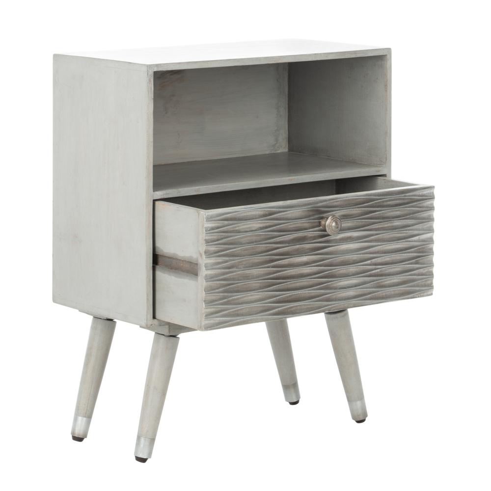 Brandy 1 Drawer Textured Nightstand, Grey Walnut
