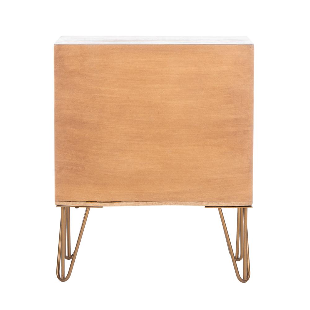 Solene 1 Drawer Textured Nightstand, Natural/Brass