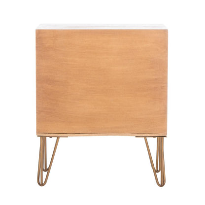 Solene 1 Drawer Textured Nightstand, Natural/Brass