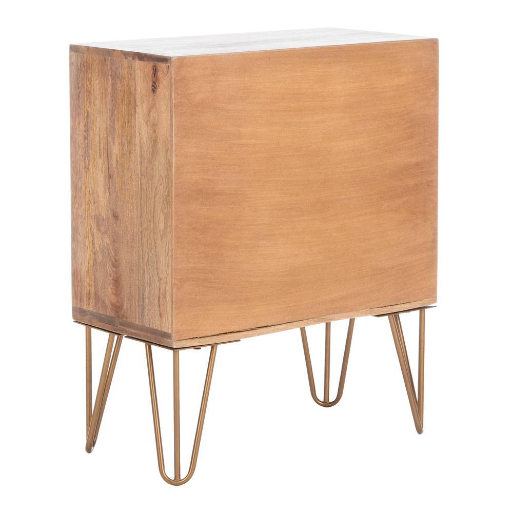 Solene 1 Drawer Textured Nightstand, Natural/Brass