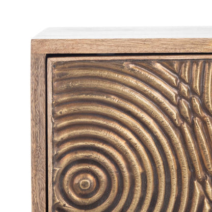 Solene 1 Drawer Textured Nightstand, Natural/Brass