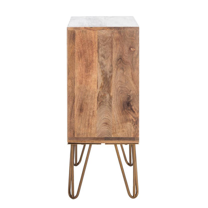 Solene 1 Drawer Textured Nightstand, Natural/Brass