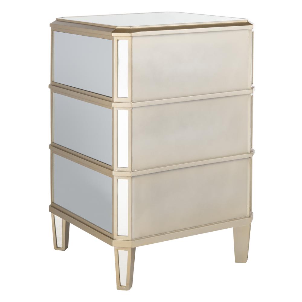 Giana 3 Drawer Mirrored Nightstand, Mirror