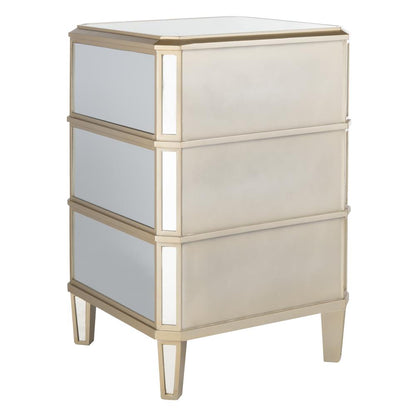 Giana 3 Drawer Mirrored Nightstand, Mirror