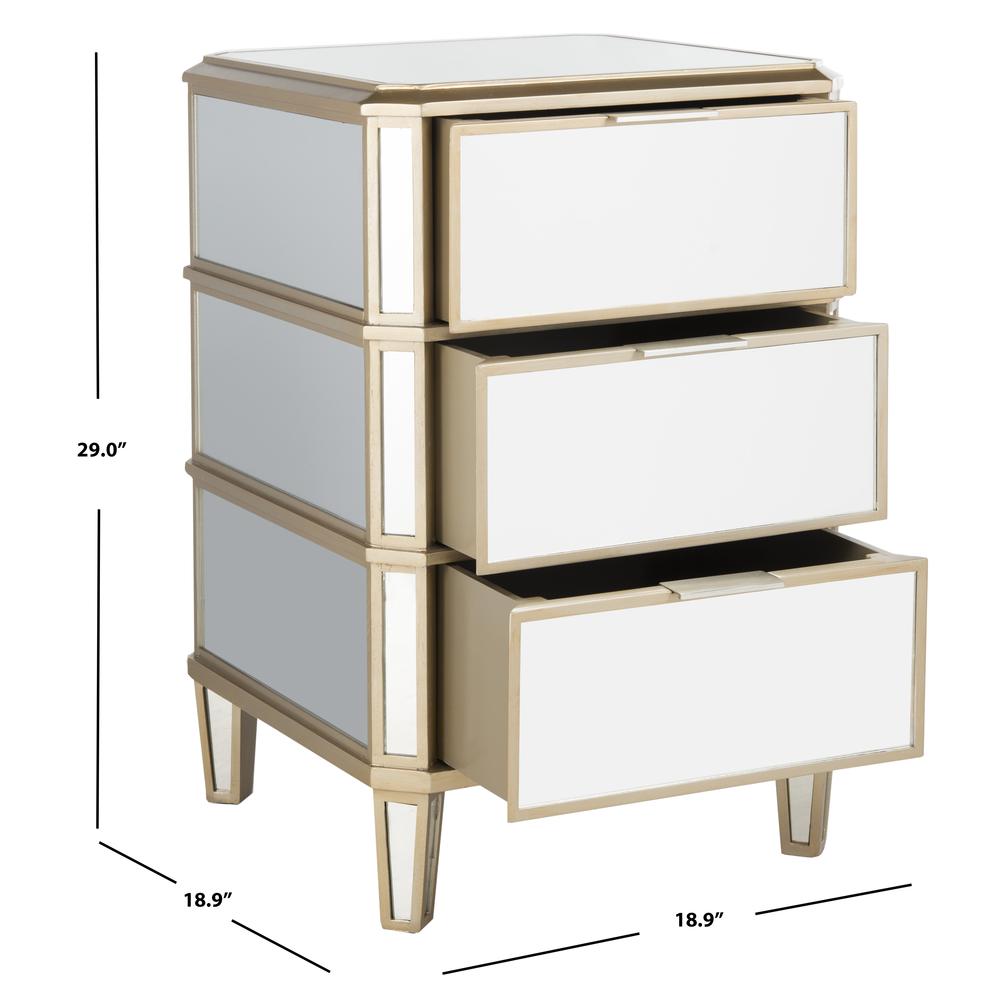 Giana 3 Drawer Mirrored Nightstand, Mirror