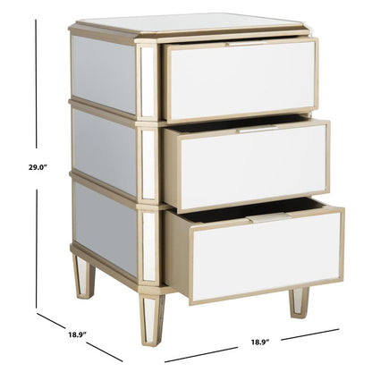Giana 3 Drawer Mirrored Nightstand, Mirror