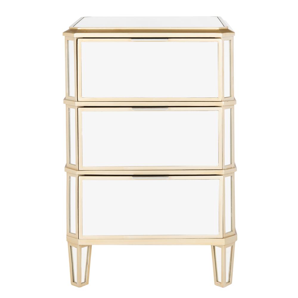 Giana 3 Drawer Mirrored Nightstand, Mirror