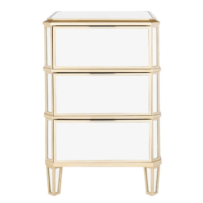 Giana 3 Drawer Mirrored Nightstand, Mirror