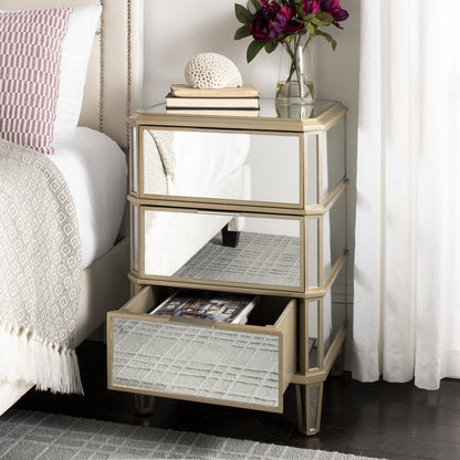 Giana 3 Drawer Mirrored Nightstand, Mirror