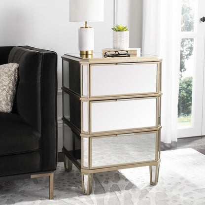 Giana 3 Drawer Mirrored Nightstand, Mirror