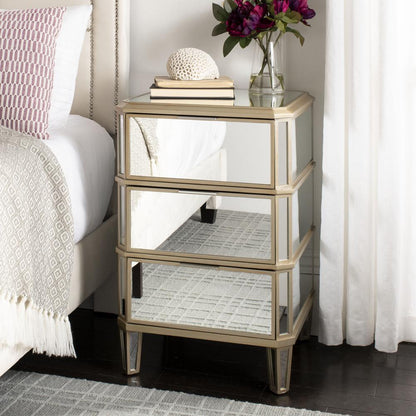 Giana 3 Drawer Mirrored Nightstand, Mirror
