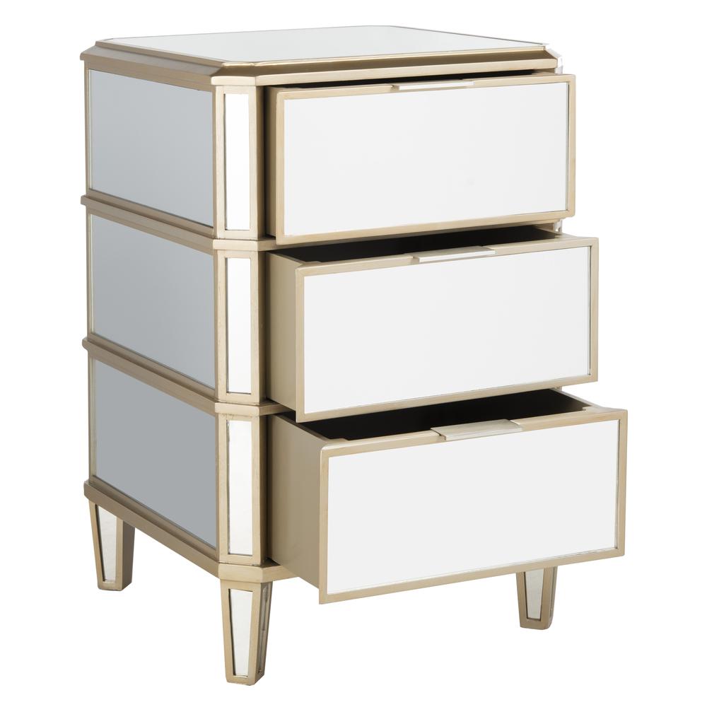 Giana 3 Drawer Mirrored Nightstand, Mirror