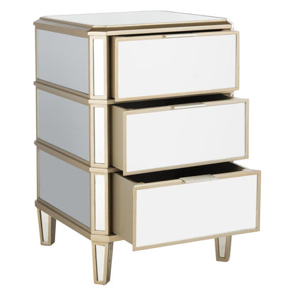 Giana 3 Drawer Mirrored Nightstand, Mirror