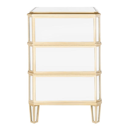 Giana 3 Drawer Mirrored Nightstand, Mirror