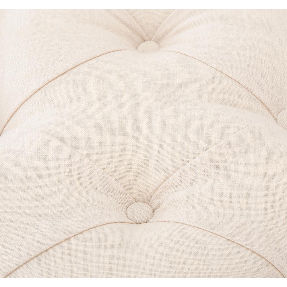 Liam Tufted Cocktail Ottoman, Light Beige/Dark Oak