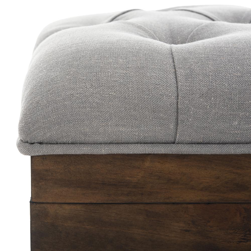 Liam Tufted Cocktail Ottoman, Grey/Dark Oak