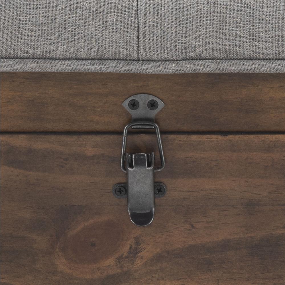Liam Tufted Cocktail Ottoman, Grey/Dark Oak