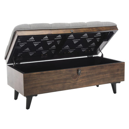 Liam Tufted Cocktail Ottoman, Grey/Dark Oak