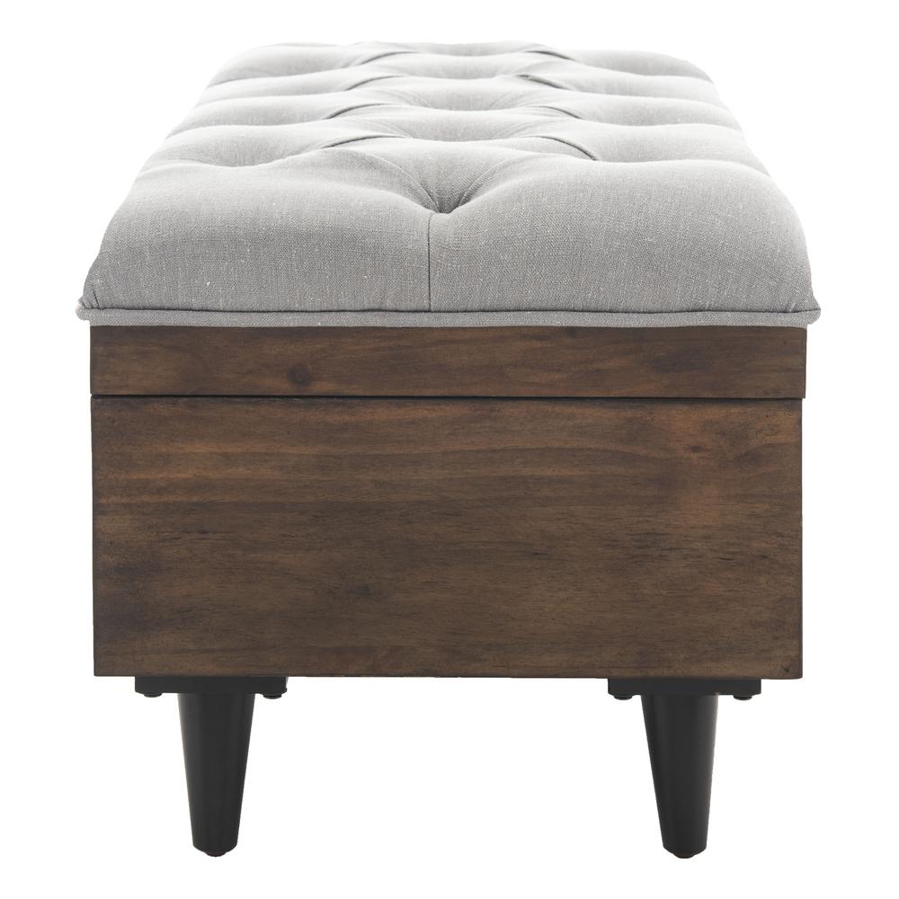 Liam Tufted Cocktail Ottoman, Grey/Dark Oak