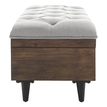 Liam Tufted Cocktail Ottoman, Grey/Dark Oak