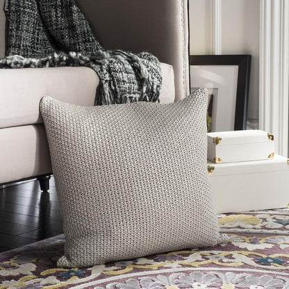 Tickled Grey Knit Pillow, Palewisper