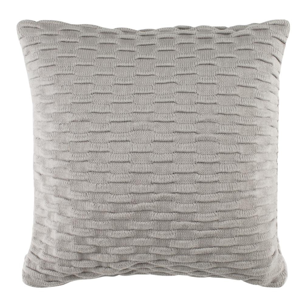 Noela Knit Pillow, Light Grey