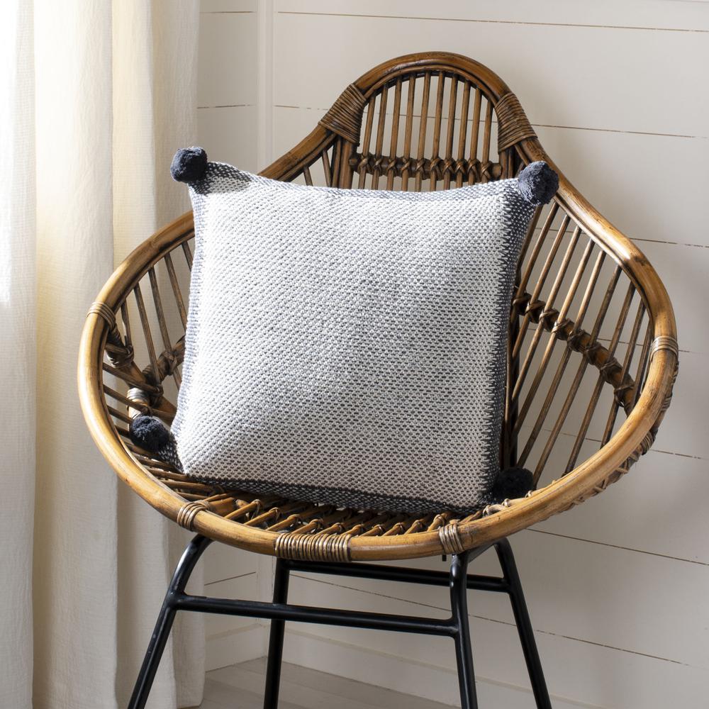 Dania Knit Pillow, Dark Grey/Natural/Silver